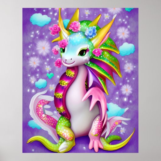 Poster Dragon Bébé coloré (Devant)