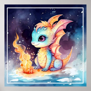 Poster Dragon Bébé Crystalized Cute