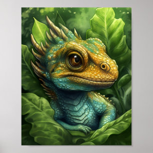 Poster Dragon Bébé Vert