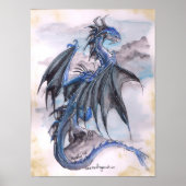 Poster Dragon bleu - aquarelles (Devant)