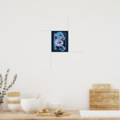 Poster Dragon bleu chinois (Cuisine)