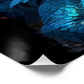 Poster Dragon bleu chinois et volcan (Coin)