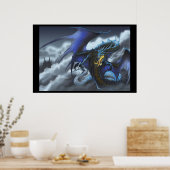 Poster Dragon Bleu - "Voler par nuit" (Cuisine)