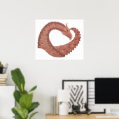 Poster Dragon cardiaque Brown en blanc (Bureau à domicile)