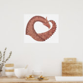 Poster Dragon cardiaque Brown en blanc (Cuisine)