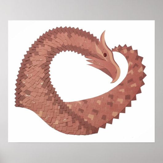 Poster Dragon cardiaque Brown en blanc (Devant)