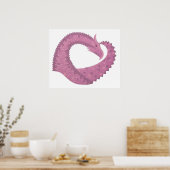 Poster Dragon cardiaque mauve sur blanc (Cuisine)