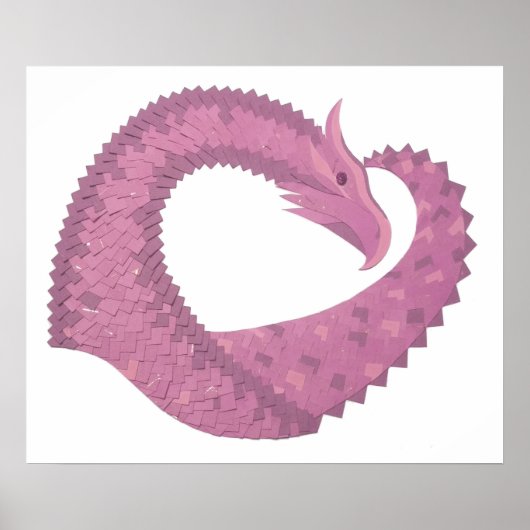 Poster Dragon cardiaque mauve sur blanc (Devant)