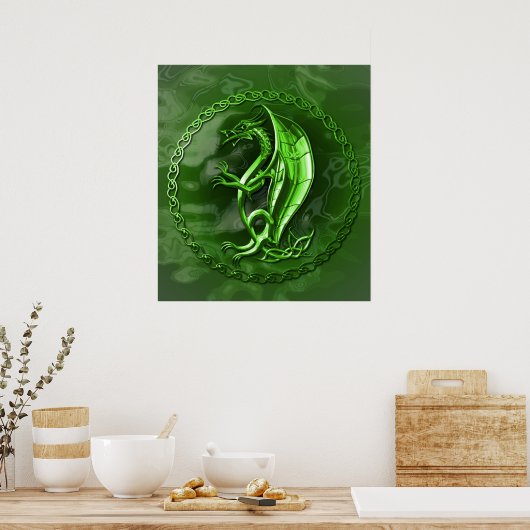 Poster Dragon céleste vert (Cuisine)