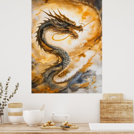 Poster Dragon chinois (Cuisine)