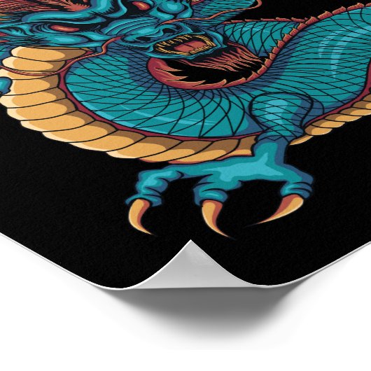 Poster dragon chinois bleu (Coin)