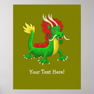 Poster Dragon Chinois Coloré