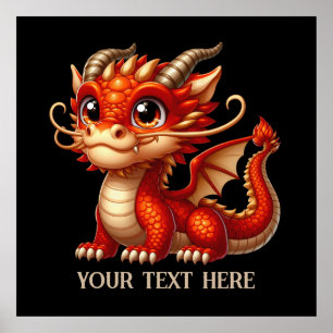 Poster dragon chinois cool ajouter un texte