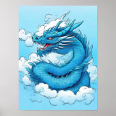 Poster Dragon chinois dans les nuages (Devant)