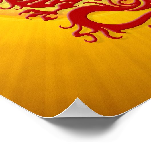 Poster Dragon chinois rouge et jaune (Coin)