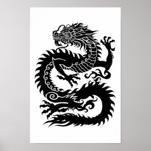 Poster Dragon chinois traditionnel