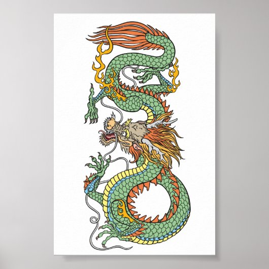 Poster Dragon chinois traditionnel (Devant)