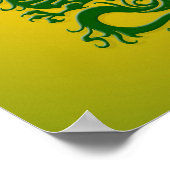 Poster Dragon chinois tribal vert et jaune (Coin)