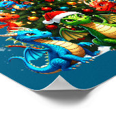 Poster Dragon Christmas Tree Squad Santa Hat Fantasy Myth (Coin)