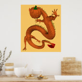Poster Dragon Citrouille d'Halloween (Cuisine)