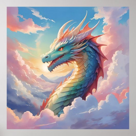 Poster Dragon coloré dans le ciel (Devant)