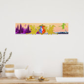 Poster Dragon Crest Cute Cartoon Dragons World (Cuisine)