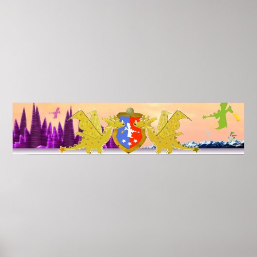 Poster Dragon Crest Cute Cartoon Dragons World (Devant)