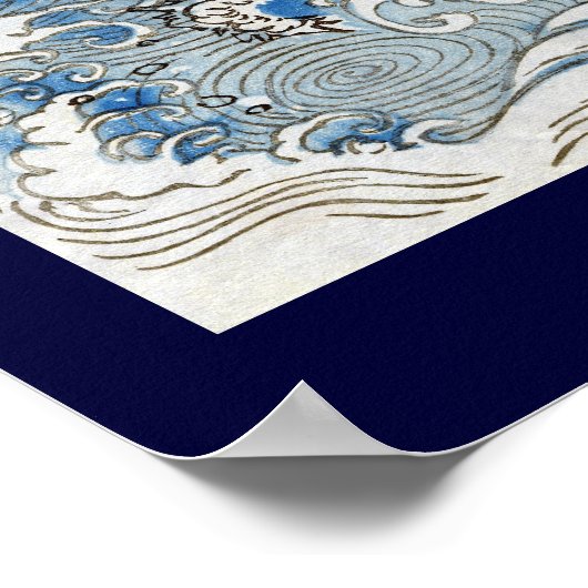 Poster Dragon dans les nuages Art japonais (Coin)