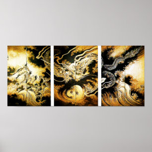 Poster Dragon dans les nuages Hiroshige Art japonais