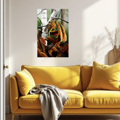 Poster Dragon d'automne Imaginaire vert orange
