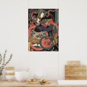 Poster Dragon de bataille japonais vintage (Cuisine)