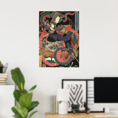 Poster Dragon de bataille japonais vintage (Bureau à domicile)