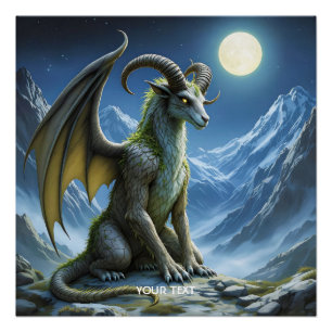 Poster Dragon de Bélier Mythique Mignon Fantastique