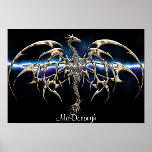 Poster Dragon de bronze sur Ciel de foudre (Devant)