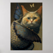 Poster Dragon de chat adorable avec des ailes de papillon (Devant)