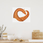 Poster Dragon de coeur orange brûlé sur blanc (Cuisine)