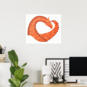 Poster Dragon de coeur orange sur blanc (Bureau à domicile)