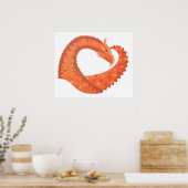 Poster Dragon de coeur orange sur blanc (Cuisine)