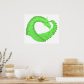 Poster Dragon de coeur vert citron blanc (Cuisine)