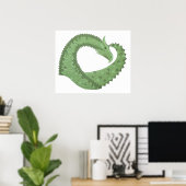 Poster Dragon de coeur vert olive blanc (Bureau à domicile)