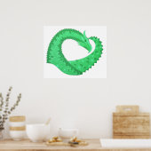 Poster Dragon de coeur vert sur blanc (Cuisine)