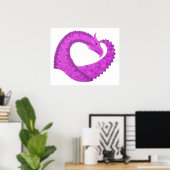 Poster Dragon de coeur violet clair sur blanc (Bureau à domicile)