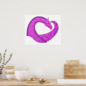 Poster Dragon de coeur violet clair sur blanc (Cuisine)