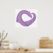 Poster Dragon de coeur violet de lavande blanc (Cuisine)