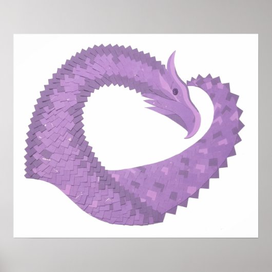 Poster Dragon de coeur violet de lavande blanc (Devant)