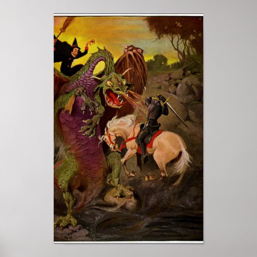 Poster Dragon de combat du chevalier par J. Allen St. Joh (Devant)