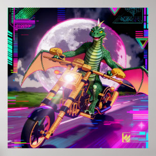 Poster Dragon de course de moto