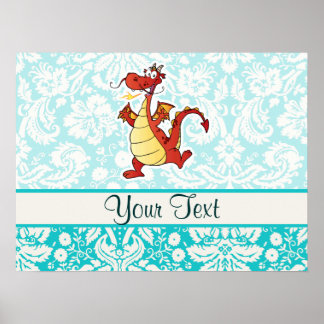 Poster Dragon de dessin animé ; mignon