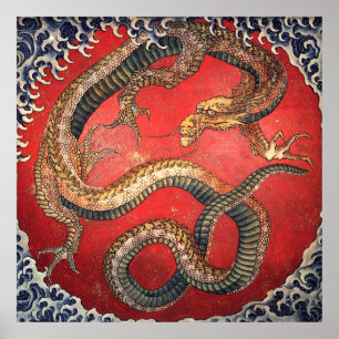 Poster dragon de Katsushika hokusai