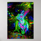 Poster Dragon de lapin psychédélique à Neon Imaginaire (Devant)